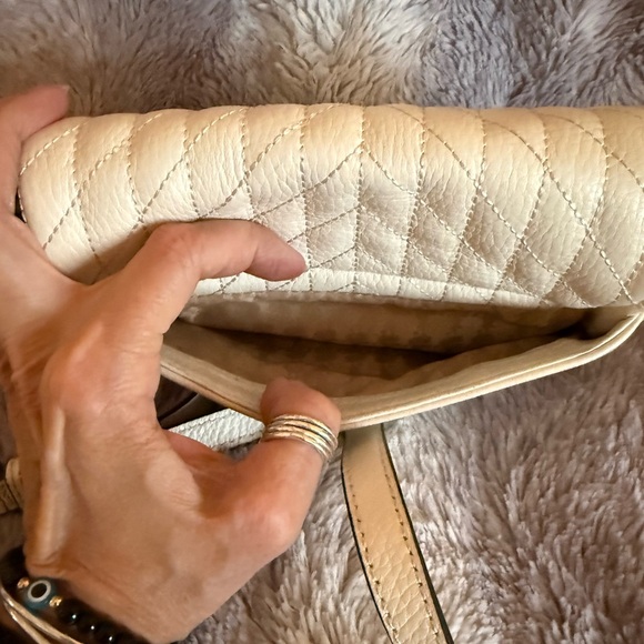 Karl Lagerfeld Paris Agyness Ivory Quilted Crossbody Bag - Picture 8 of 15